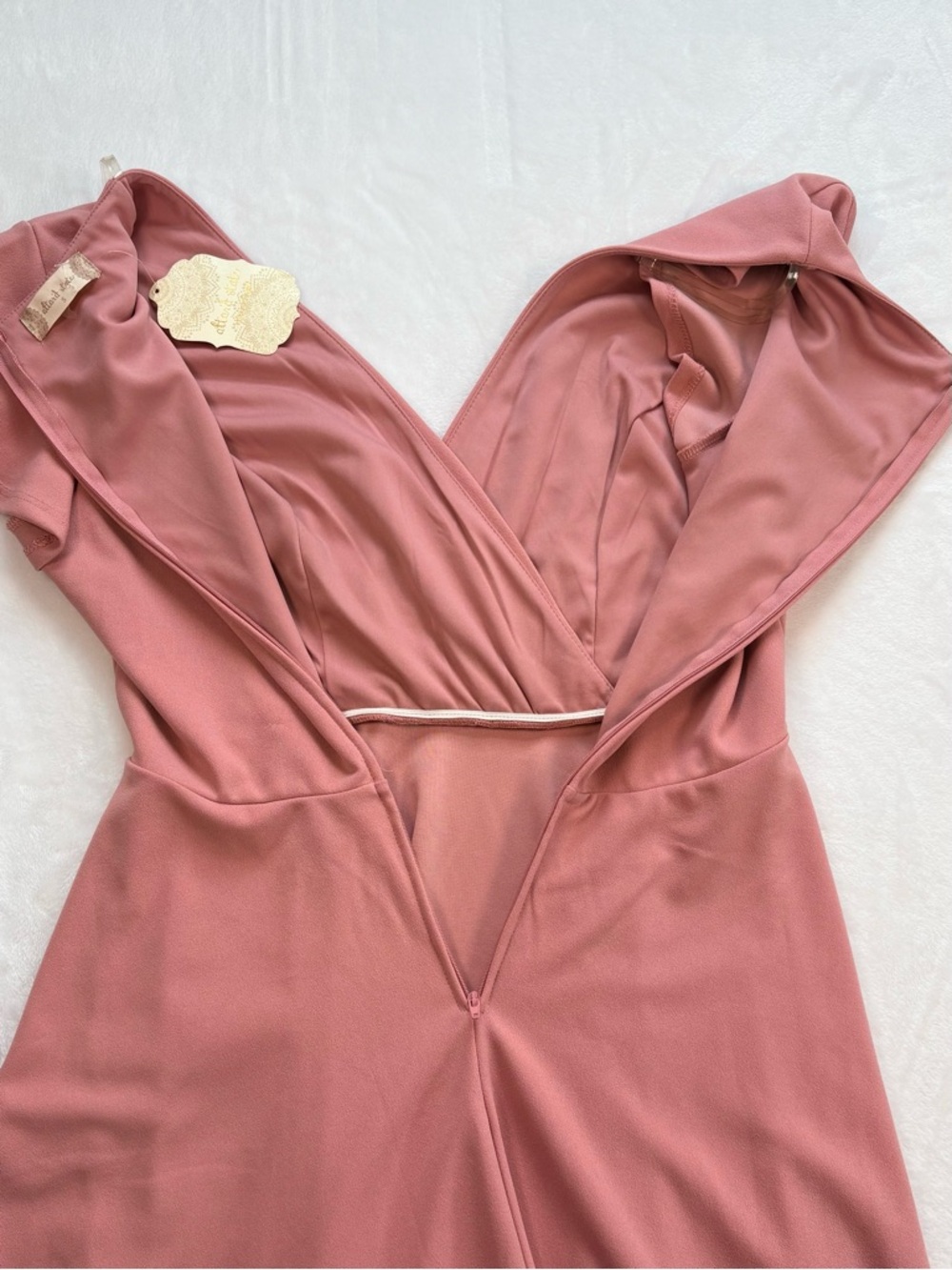 NWT ALTAR’D STATE Pink Wrap Dress Small Flutter Sleeve Fit & Flare Skater Dress - Picture 8 of 9